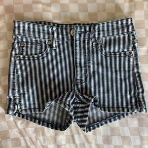 American Eagle Outfitters Navy Striped Jean Shorts 00